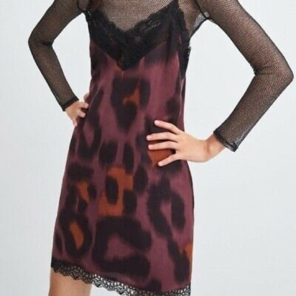 ZARA Leopard Print Slip Dress with Lace Details - XS - Picture 4 of 13